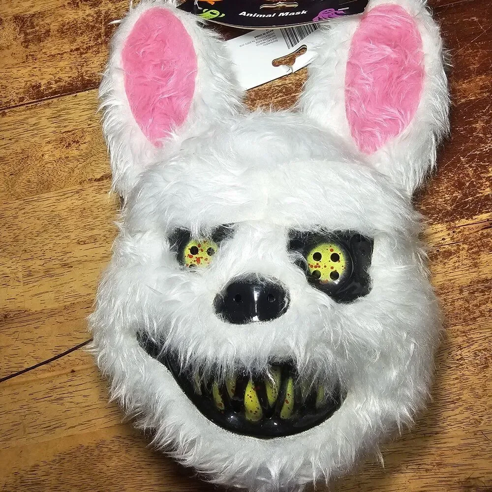 blood bunny rabbit mask halloween scary plush animal head prop cosplay costume